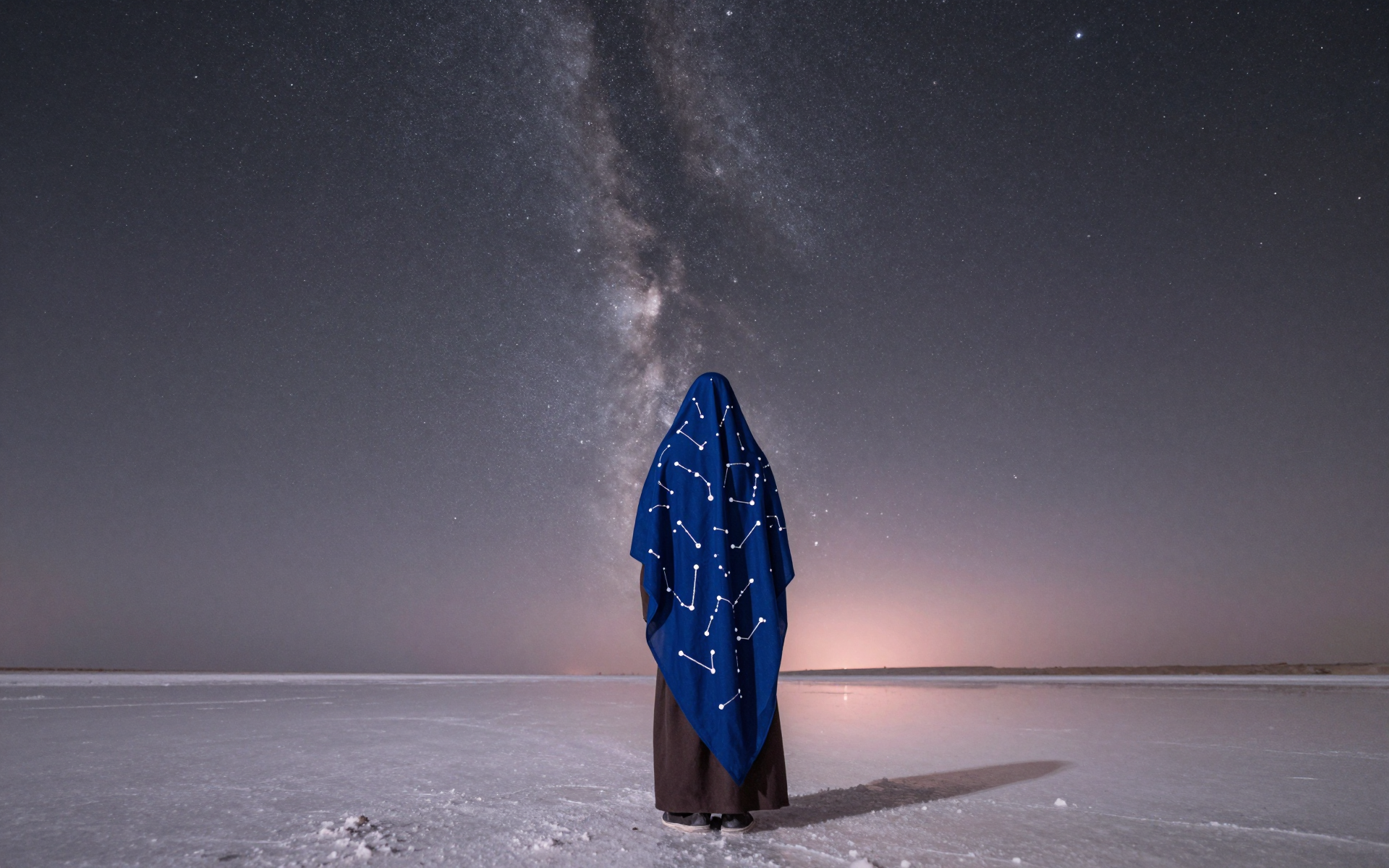 Mysterious Figure Beneath the Milky Way at Night