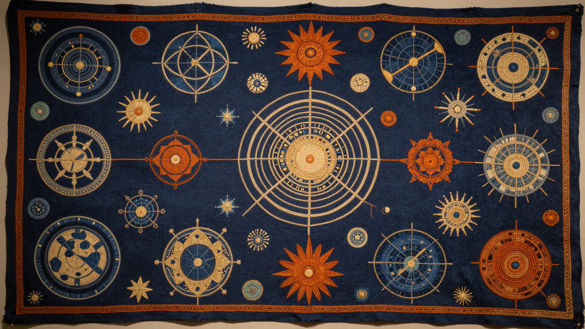 Celestial Astronomical Charts with Sun and Planetary Symbols