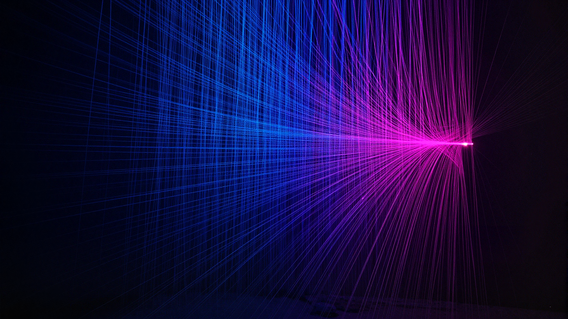 Blue and Magenta Light Rays Converging in Abstract Digital Space